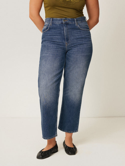 Delmont Cropped Tapered Jean | Blue