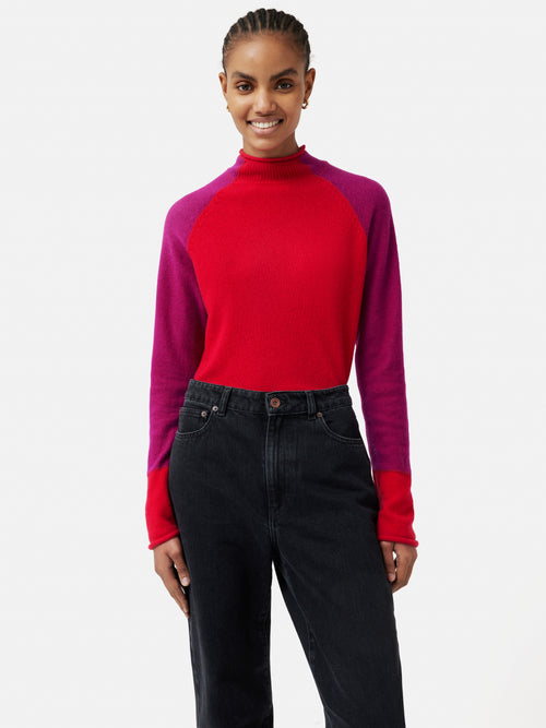 Merino Cashmere Raglan Jumper | Red