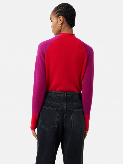 Merino Cashmere Raglan Jumper | Red