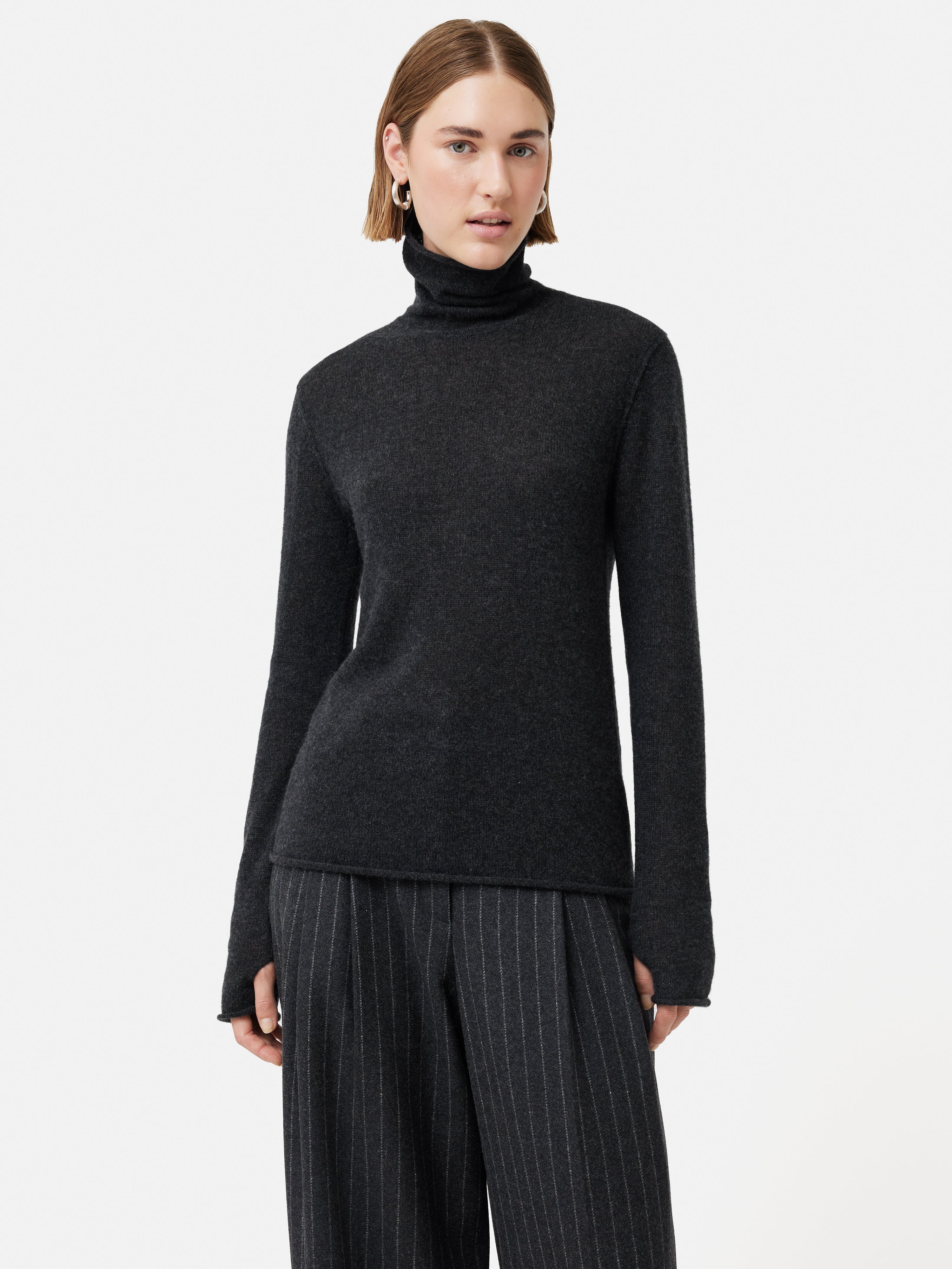 Charcoal roll neck on sale jumper