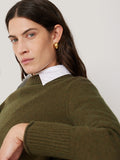 Compact Wool Cashmere Blend Jumper | Khaki