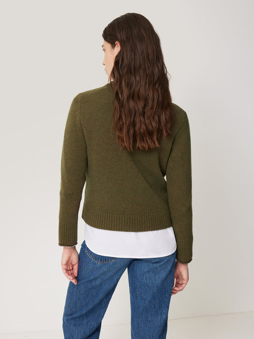 Compact Wool Cashmere Blend Jumper | Khaki