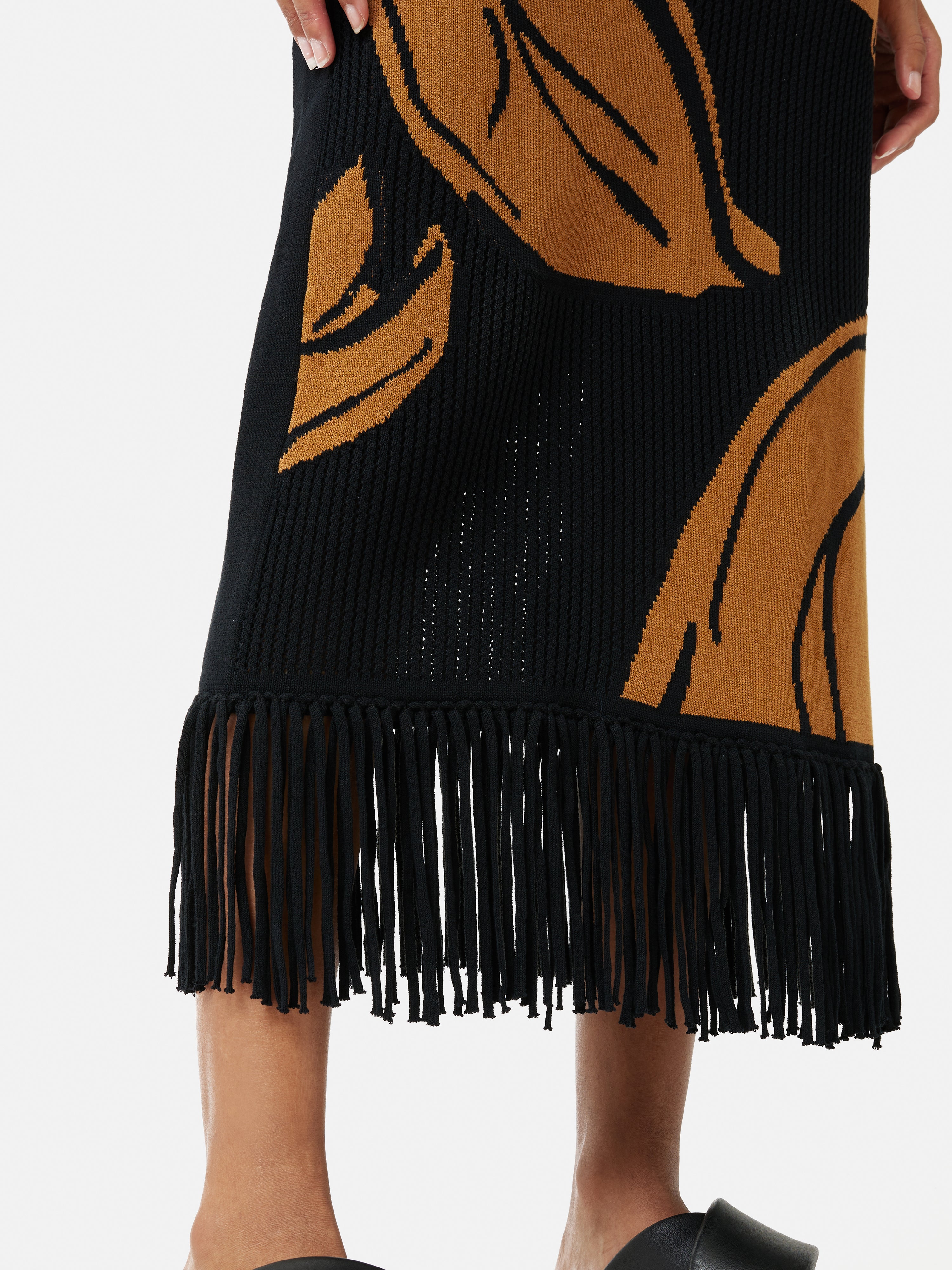 Pointelle Jacquard Skirt | Black – Jigsaw