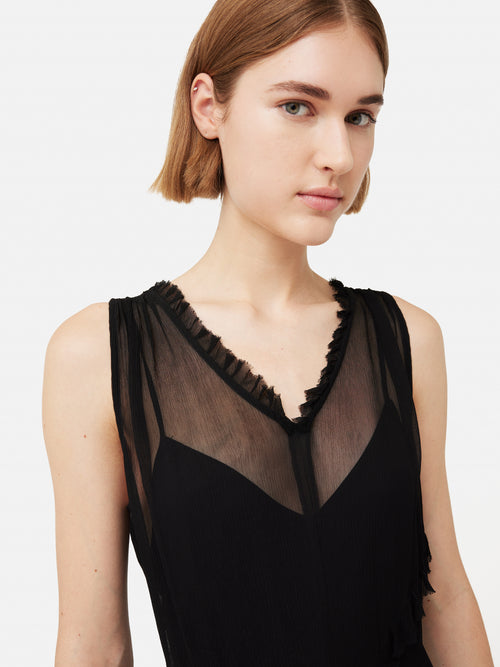 Sleeveless Crinkle Dress | Black