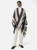 Striped Wool Blend Cape | Grey