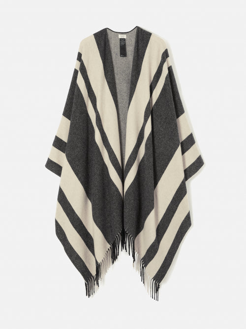 Striped Wool Blend Cape | Grey