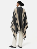 Striped Wool Blend Cape | Grey