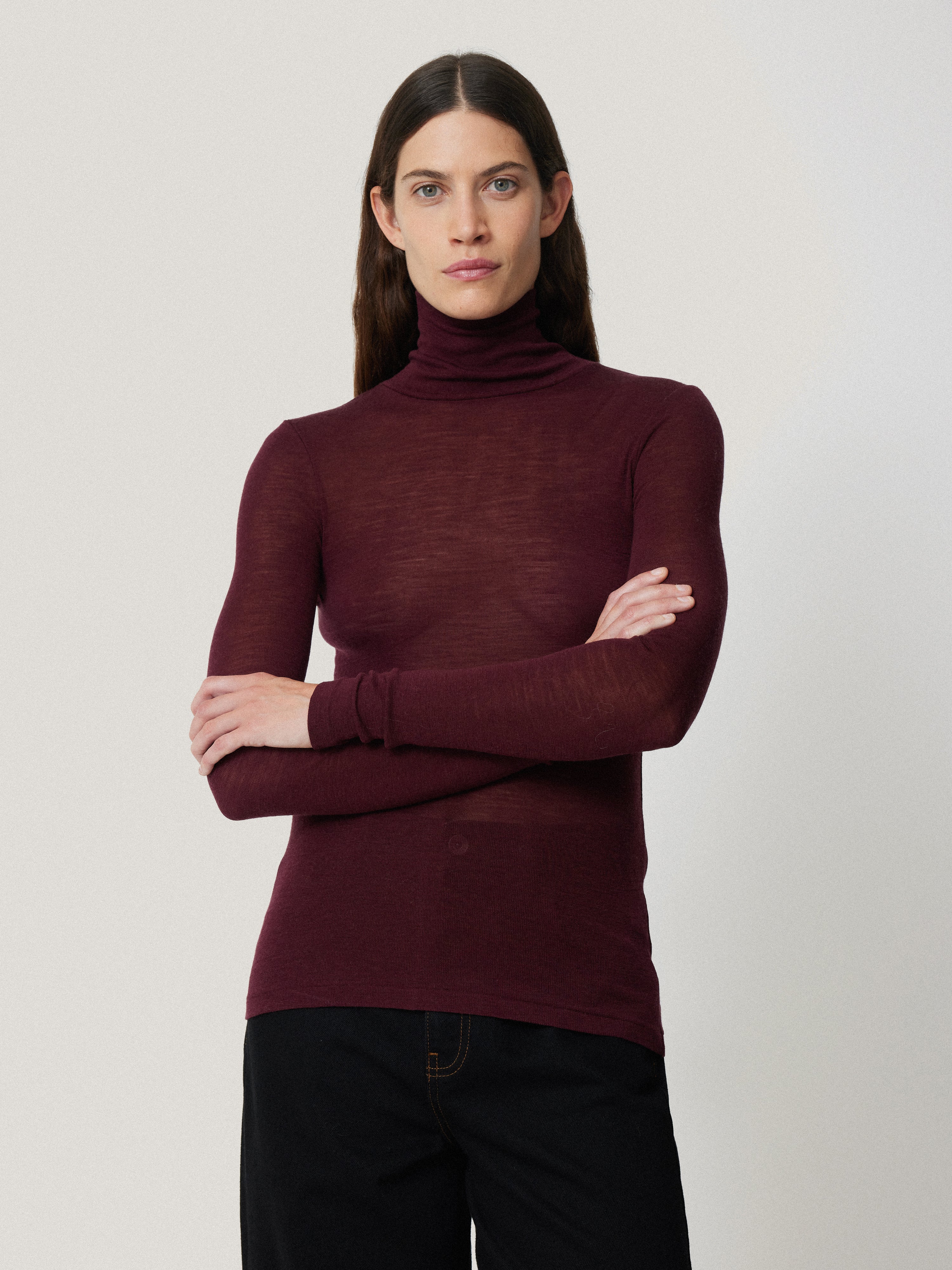 Joie burgundy 2024 turtleneck short sleeve top size medium