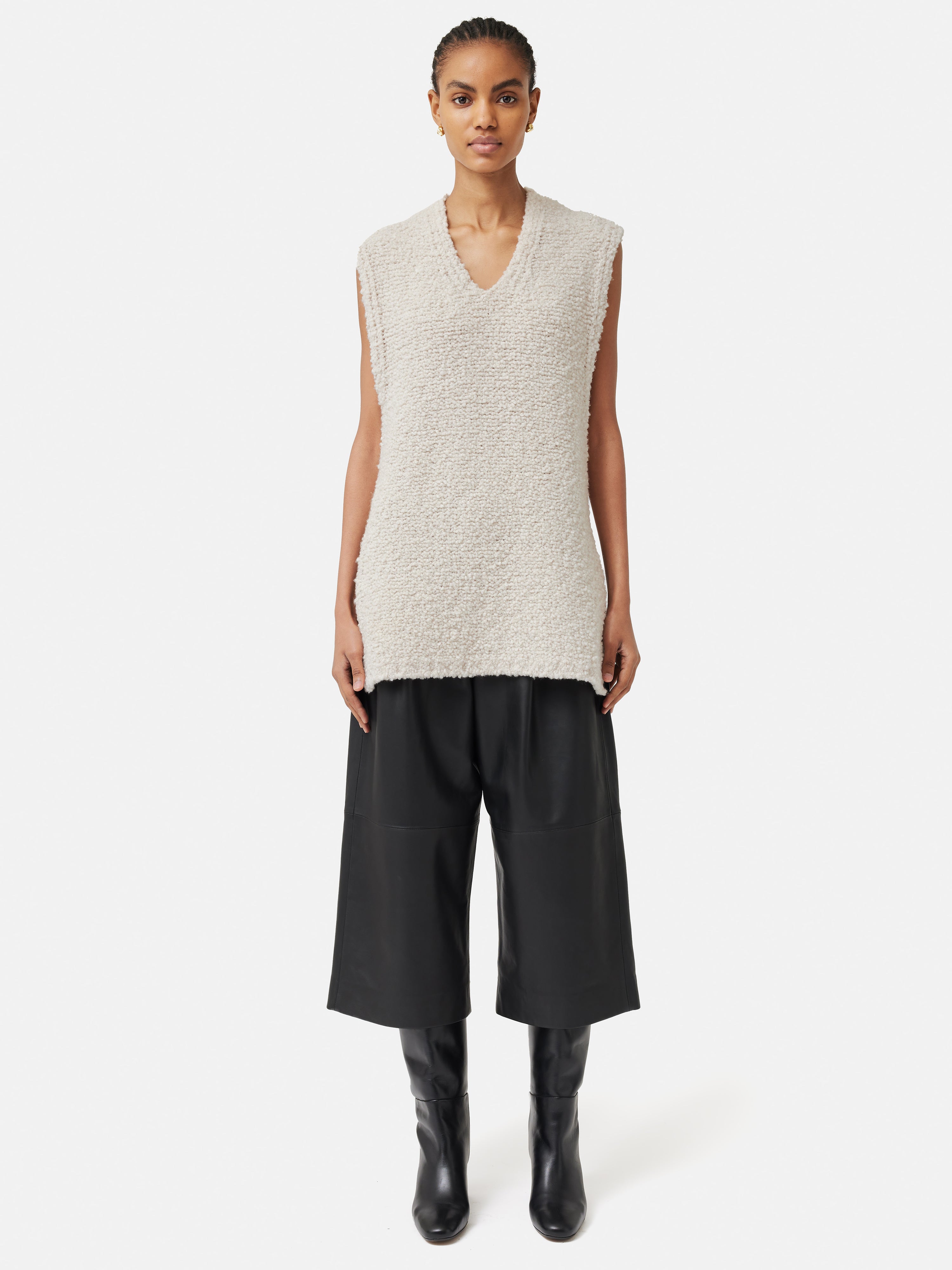 Boucle V Neck Tank Top | Cream – Jigsaw