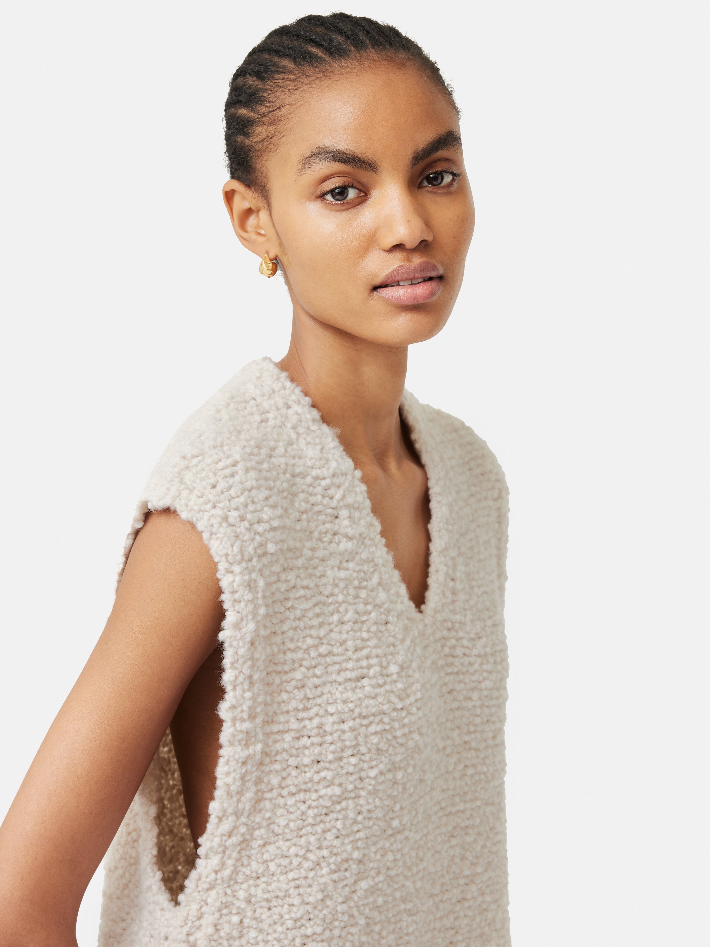 Boucle V Neck Tank Top | Cream – Jigsaw