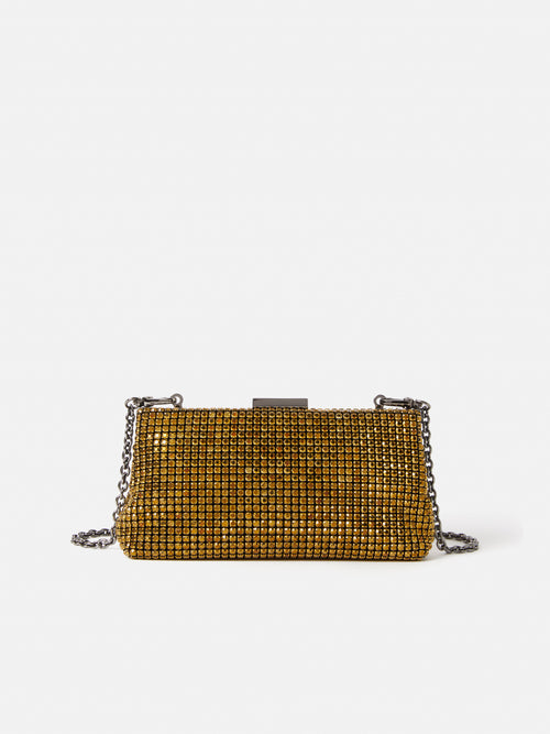 Crystal Frame Evening Bag | Gold