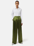 Satin Drape Trouser | Green