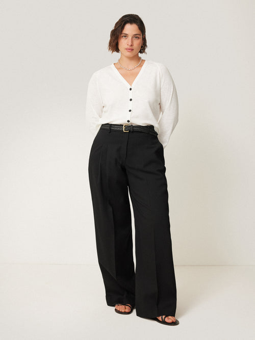 Kemp Wide Leg Japanese Wool Trouser | Black