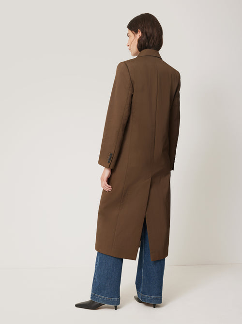 Italian Twill Oversized Coat | Brown