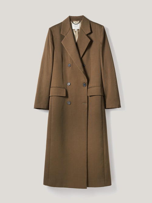 Italian Twill Oversized Coat | Brown