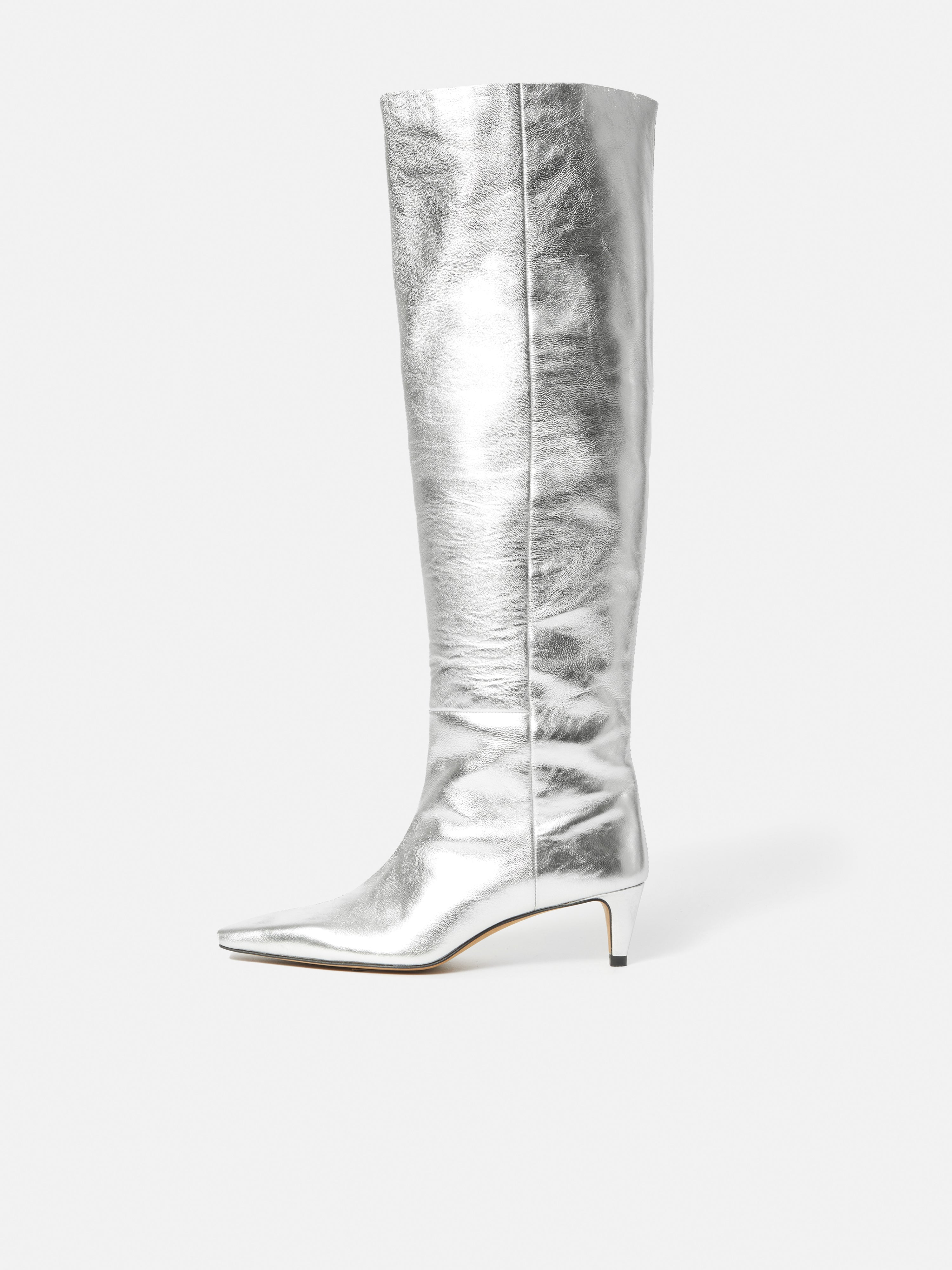 Silver knee high boots clearance uk