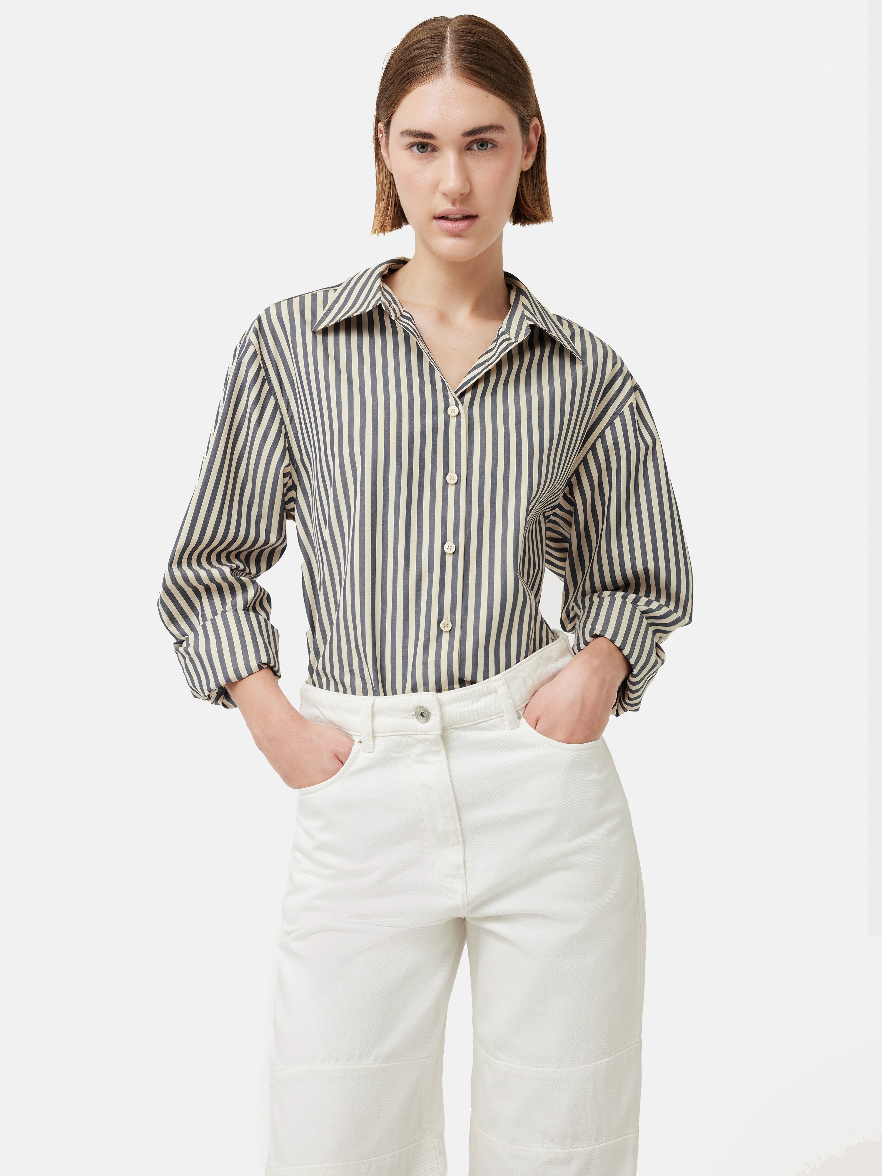 Cotton Poplin Stripe Shirt 