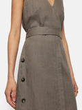 Linen Button Detail Dress | Taupe