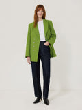 Silver Button Military Jacket | Green