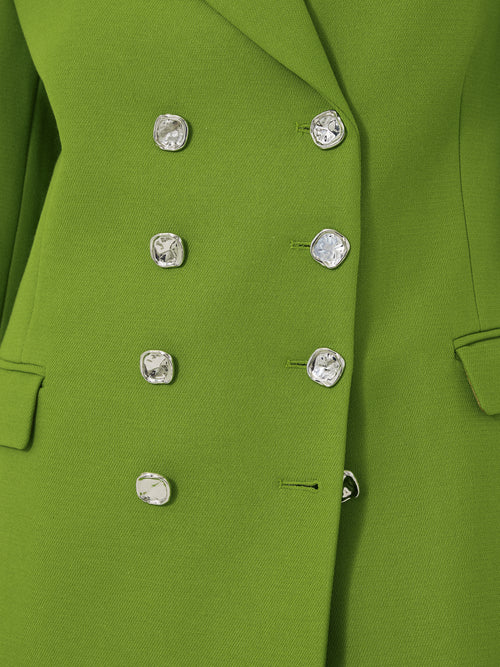 Silver Button Military Jacket | Green