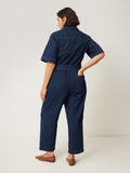 Denim Zip Front Jumpsuit | Indigo