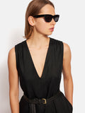 Linen Sleeveless Jumpsuit | Black