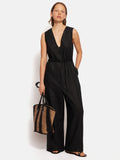 Linen Sleeveless Jumpsuit | Black