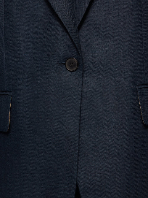 Irish Linen Herringbone Gibson Blazer | Navy