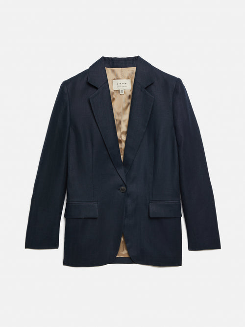 Irish Linen Herringbone Gibson Blazer | Navy