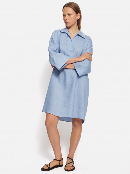 Linen Tunic Shirt Dress | Blue