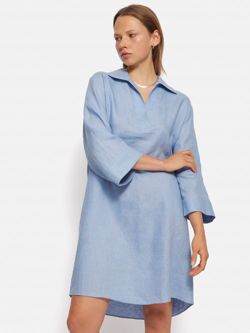 Linen Tunic Shirt Dress | Blue