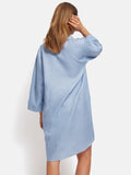 Linen Tunic Shirt Dress | Blue