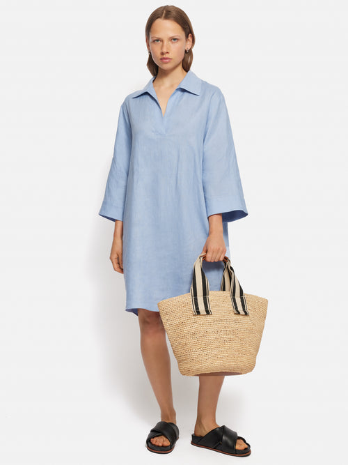 Linen Tunic Shirt Dress | Blue