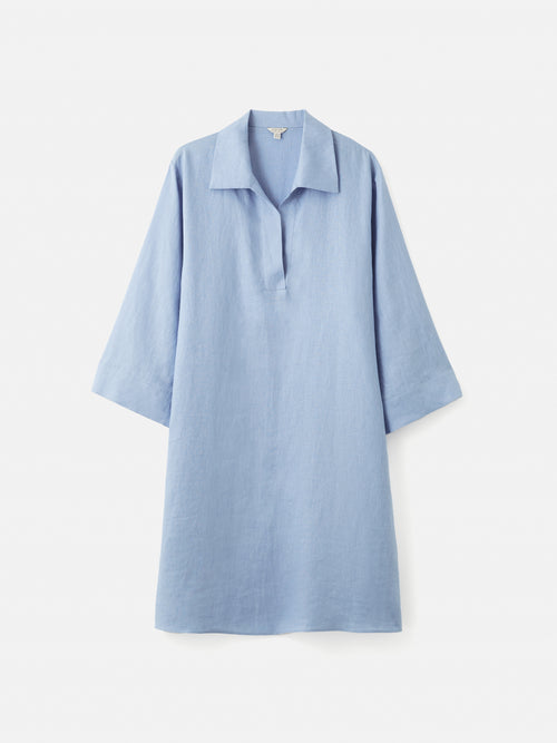 Linen Tunic Shirt Dress | Blue