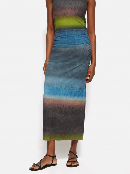 Glazed Abstract Jersey Skirt | Brown