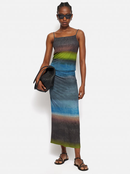 Glazed Abstract Jersey Skirt | Brown