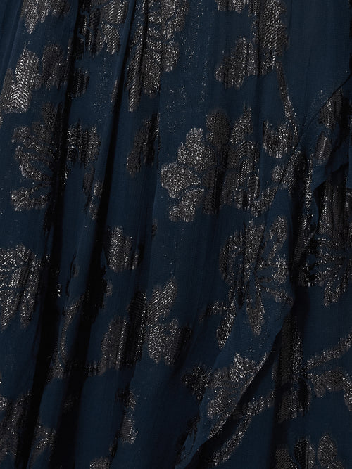 Metallic Jacquard Midi Dress | Navy