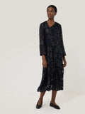 Metallic Jacquard Midi Dress | Navy