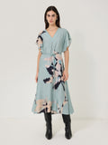 Floral Drift Silk Blend Dress | Blue