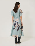 Floral Drift Silk Blend Dress | Blue