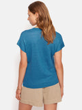 Linen V Neck Tee | Blue