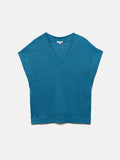 Linen V Neck Tee | Blue