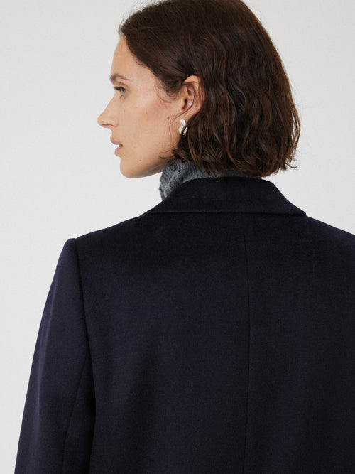 Wool Relaxed City Coat | Navy