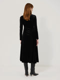 Velvet Ruched Dress | Black