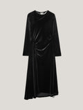 Velvet Ruched Dress | Black