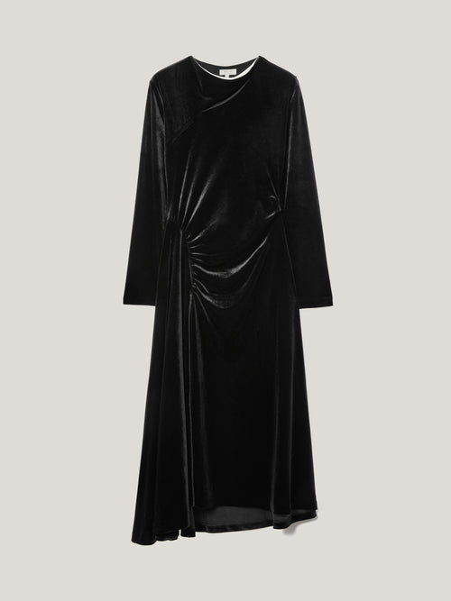 Velvet Ruched Dress | Black