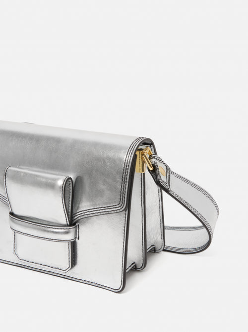 Ada Leather Crossbody Bag | Silver