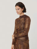 Brushed Bronze Draped Dress | Bronze