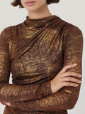 Brushed Bronze Draped Dress | Bronze