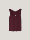 Pointelle Pyjama Vest Top | Burgundy